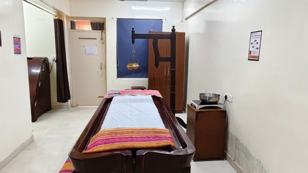 Department of Panchakarma - Traditional Shirodhara & Droni Treatment Setup